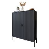 Credenza Nero Cassetti 4 Ripiani 104x40x129h cm, Apertura Battente - Wallis