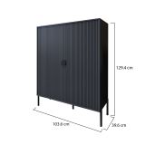 Credenza Nero Cassetti 4 Ripiani 104x40x129h cm, Apertura Battente - Wallis