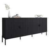 Credenza Nero Cassetti 4 Ripiani 203x49x83h cm, Apertura Battente - Viale