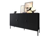 Credenza Nero Cassetti Ripiani 203x49x83h cm, Apertura Battente - Ostiglia
