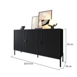 Credenza Nero Cassetti Ripiani 203x49x83h cm, Apertura Battente - Ostiglia