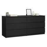 Credenza Nero Effetto Legno 6 Cassetti Apertura Scorrevole 154x50x68h cm, Chiusura Scorrevole - Joyce