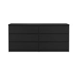 Credenza Nero Effetto Legno 6 Cassetti Apertura Scorrevole 154x50x68h cm, Chiusura Scorrevole - Joyce