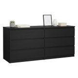Credenza Nero Effetto Legno 6 Cassetti Apertura Scorrevole 154x50x70h cm, Chiusura Scorrevole - Abacadabra