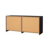 Credenza Nero Effetto Legno 6 Cassetti Apertura Scorrevole 154x50x70h cm, Chiusura Scorrevole - Abacadabra