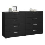 Credenza Nero Effetto Legno 8 Cassetti Apertura Scorrevole 140x40x82h cm, Chiusura Scorrevole - Phethai