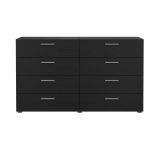 Credenza Nero Effetto Legno 8 Cassetti Apertura Scorrevole 140x40x82h cm, Chiusura Scorrevole - Phethai