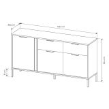 Credenza Nero oro 2 Cassetti 3 Ripiani 153x40x81h cm, Apertura Battente, Scorrevole - Hametesi