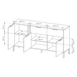 Credenza Nero oro 2 Cassetti 3 Ripiani 153x40x81h cm, Apertura Battente, Scorrevole - Hametesi