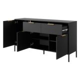 Credenza Nero oro 2 Cassetti 3 Ripiani 153x40x81h cm, Apertura Battente, Scorrevole - Hametesi