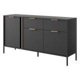 Credenza Nero oro 2 Cassetti 3 Ripiani 153x40x81h cm, Apertura Battente, Scorrevole - Hametesi