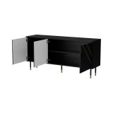 Credenza Nero oro 2 Ripiani 4 Vani 154x40x72h cm, 3 Ante - Cossogno