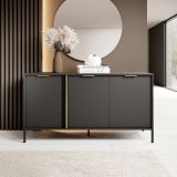 Credenza Nero oro 3 Ripiani Apertura Battente 153x40x81h cm, 3 Ante - Hamagami