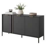 Credenza Nero oro 3 Ripiani Apertura Battente 153x40x81h cm, 3 Ante - Hamagami