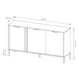 Credenza Nero oro 3 Ripiani Apertura Battente 153x40x81h cm, 3 Ante - Hamagami