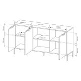 Credenza Nero oro 3 Ripiani Apertura Battente 153x40x81h cm, 3 Ante - Hamagami