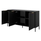 Credenza Nero oro 3 Ripiani Apertura Battente 153x40x81h cm, 3 Ante - Hamagami