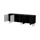 Credenza Nero oro 4 Ripiani 8 Vani 204x40x72h cm, 4 Ante - Landiona