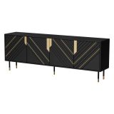 Credenza Nero oro 4 Ripiani 8 Vani 204x40x72h cm, 4 Ante - Landiona