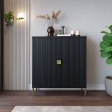 Credenza Nero oro Cassetti 4 Ripiani 104x40x129h cm, Apertura Battente - Wallis