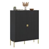 Credenza Nero oro Cassetti 4 Ripiani 104x40x129h cm, Apertura Battente - Wallis