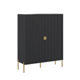 Credenza Nero oro Cassetti 4 Ripiani 104x40x129h cm, Apertura Battente - Wallis