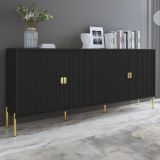 Credenza Nero oro Cassetti 4 Ripiani 203x49x83h cm, Apertura Battente - Viale