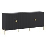 Credenza Nero oro Cassetti 4 Ripiani 203x49x83h cm, Apertura Battente - Viale