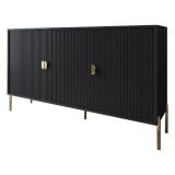 Credenza Nero oro Cassetti Ripiani 203x49x83h cm, Apertura Battente - Ostiglia