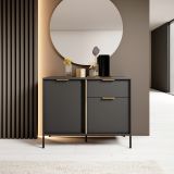 Credenza Nero oro un Cassetto 2 Ripiani 103x40x81h cm, Apertura Battente, Scorrevole - Hame