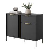 Credenza Nero oro un Cassetto 2 Ripiani 103x40x81h cm, Apertura Battente, Scorrevole - Hame