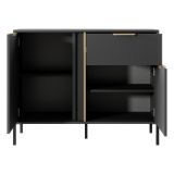 Credenza Nero oro un Cassetto 2 Ripiani 103x40x81h cm, Apertura Battente, Scorrevole - Hame