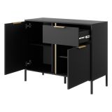 Credenza Nero oro un Cassetto 2 Ripiani 103x40x81h cm, Apertura Battente, Scorrevole - Hame