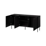 Credenza Nero un Ripiano 3 Vani 150.5x42x75h cm, 3 Ante - Stilo