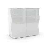 Credenza Nicolò, Madia da cucina a 2 ante, Buffet da soggiorno, 100% Made in Italy, cm 90x40h81, Bianco lucido