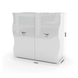 Credenza Nicolò, Madia da cucina a 2 ante, Buffet da soggiorno, 100% Made in Italy, cm 90x40h81, Bianco lucido