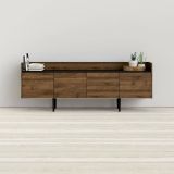 Credenza noce 195x40x73h cm 3 ante e 2 cassetti - Zungoli