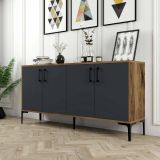 Credenza noce e antracite 160x35x78h cm 4 ante - Soraya
