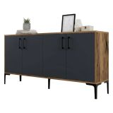 Credenza noce e antracite 160x35x78h cm 4 ante - Soraya