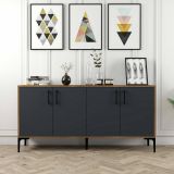 Credenza noce e antracite 160x35x78h cm 4 ante - Soraya