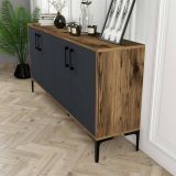 Credenza noce e antracite 160x35x78h cm 4 ante - Soraya