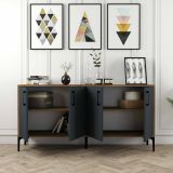Credenza noce e antracite 160x35x78h cm 4 ante - Soraya