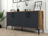 Credenza noce e antracite 160x35x78h cm 4 ante - Soraya