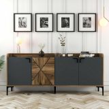 Credenza noce e antracite 180x35x78h cm 3 ante - Also