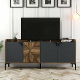 Credenza noce e antracite 180x35x78h cm 3 ante - Also