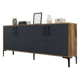 Credenza noce e antracite 180x35x78h cm 4 ante - Agape