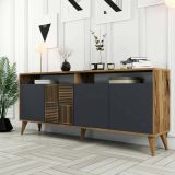 Credenza noce e antracite 180x35x78h cm 4 ante - Jole