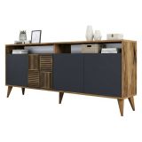 Credenza noce e antracite 180x35x78h cm 4 ante - Jole