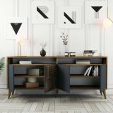 Credenza noce e antracite 180x35x78h cm 4 ante - Jole