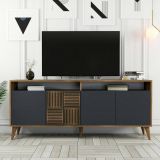 Credenza noce e antracite 180x35x78h cm 4 ante - Jole